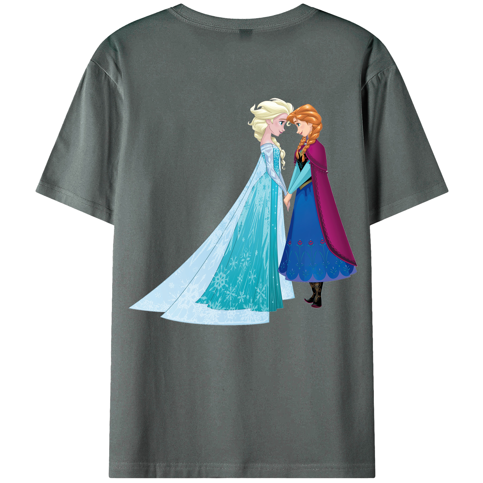 （画像用） アナと雪の女王 アンナ エルサ Frozen Anna Elsa 綿100％ メンズ半袖Tシャツ（バックプリント） 通気性
